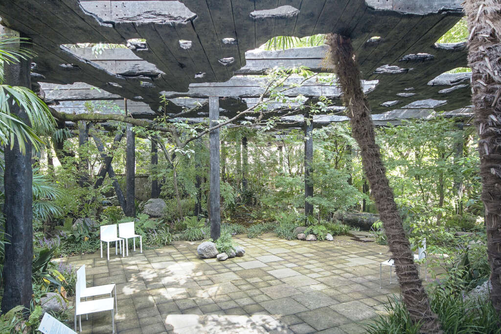 Junya Ishigami + Associates design a charred cedar sunshade in Tokyo ...