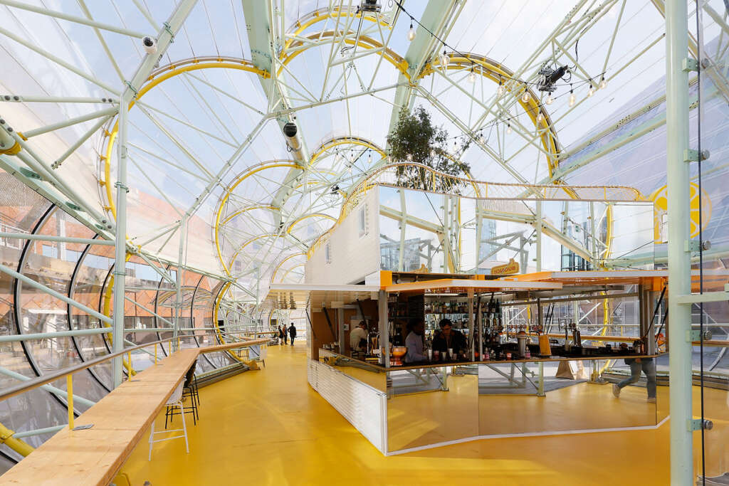 Desain Distrik Kantin selgascano Greenwich Peninsula London pasar ETFE Iwan Baan