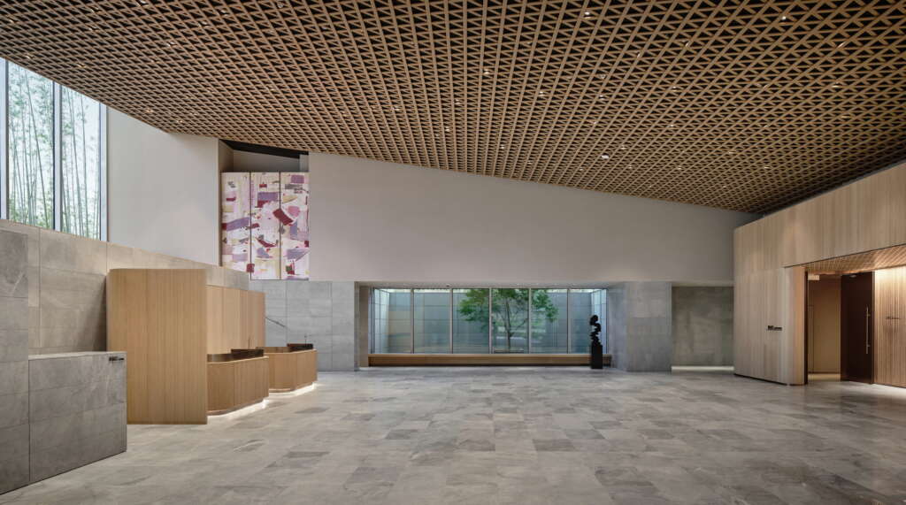 Yada Theater GOA Group of Architects Yixing China Lobby dengan pemandangan halaman