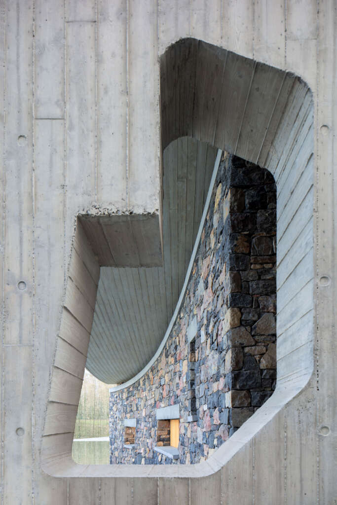 Zibo OCT Art Center Studio Zhu Pei Shandong China Detail dinding beton dan batu