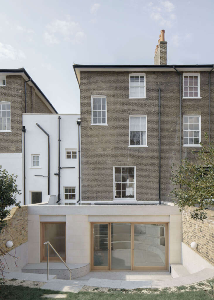 Arsitektur Rumah Batu untuk Perpanjangan Renovasi London Desain Penambahan Kayu Batu Perpanjangan belakang