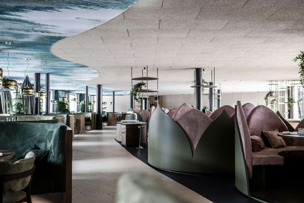 Falkensteiner Family Resort Lido noa* jaringan arsitektur Pustertal Valley South Tyrol Italy Design Dining Room