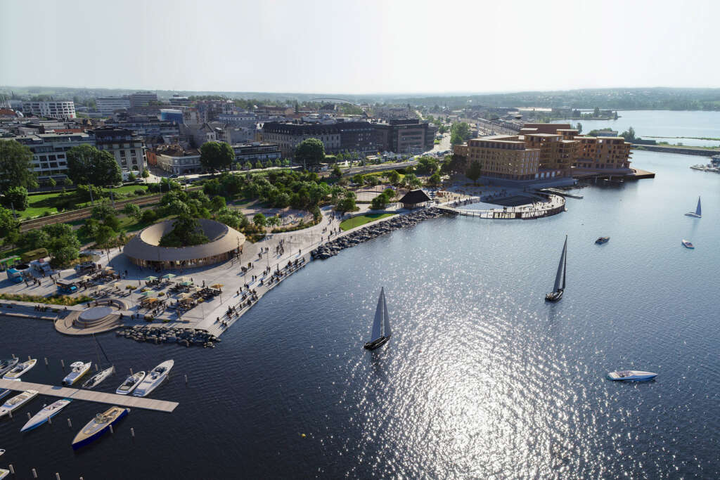 CF Møller Architects menyajikan rencana tepi danau yang baru dan semarak di kota Hamar, Norwegia